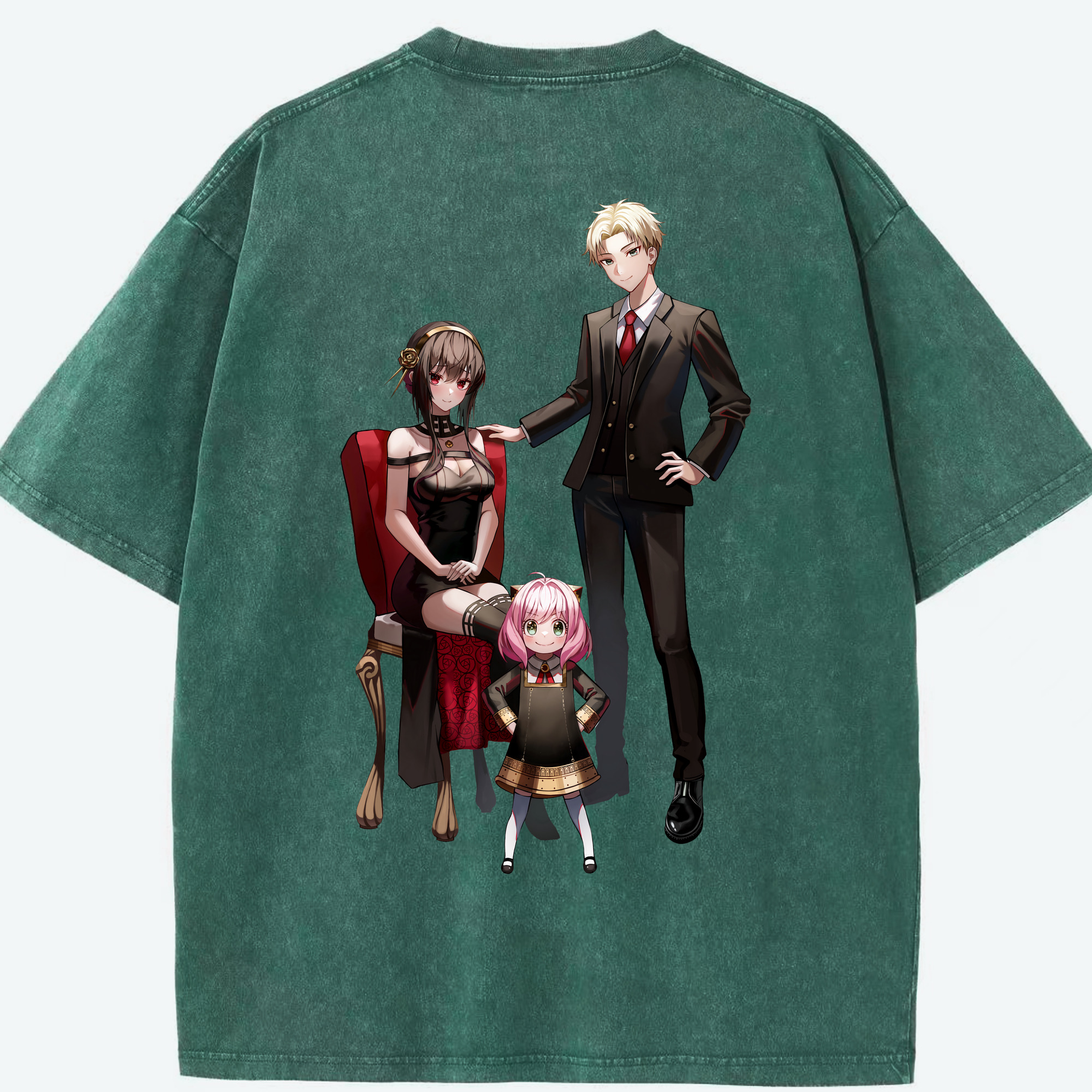 （画像用） SPY×FAMILY间谍家家酒 綿100% ヴィンテージ風 半袖Tシャツ（背面プリント）